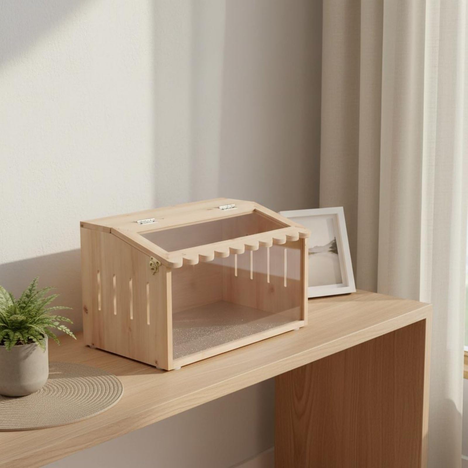 Terrario per Rettili Terrario Acquario Teche Vivario in Legno E Acrilico con di Ventilazione Laterale E Superiore Ambiente Stabile E Confortevole, 50-30-30cm