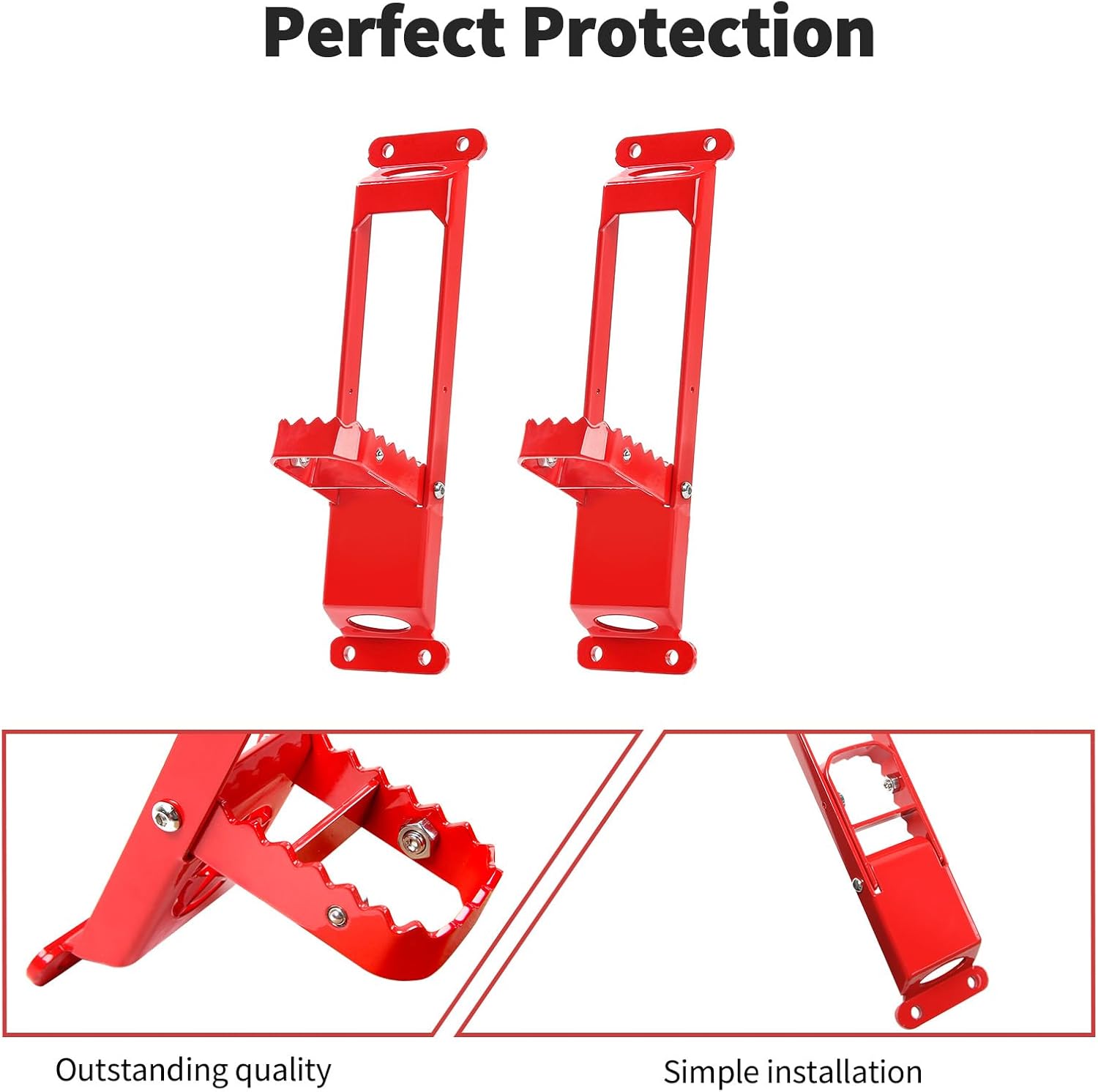 JWWY Door Hinge Steps Metal Folding Door Pedal Foot Pegs Step Compatible with 2007-2023+ Jeep Wrangler JK JL JT Accessories Red Star Alloy (2 pcs)…