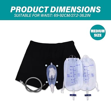Male Urinal System with Leg Bag, Incontinence Device for Men with Comfortable Silicone External Catheter M.