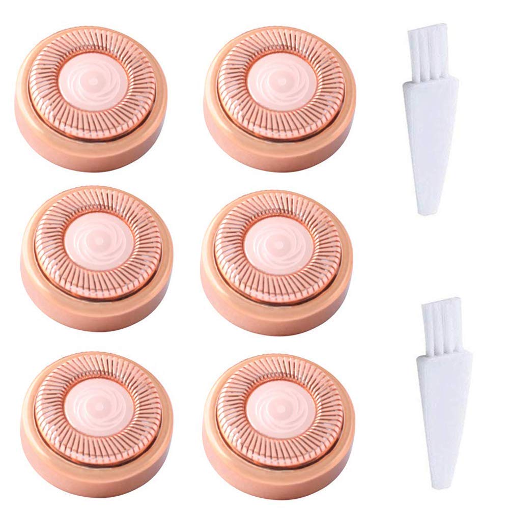 Replacement Heads Compatible with Finishing Touch Flawless Generation 1 Hair Remover, 6 Pack Facial Hair Remover Women's Painless Rose Gold with Cleaning Brushes
