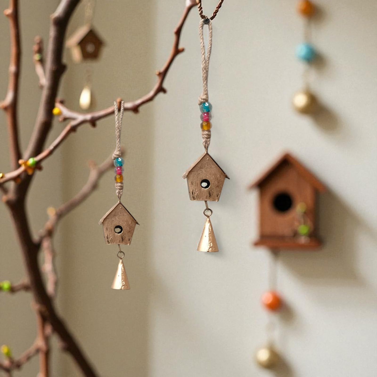 DULI Metal Windchime Wall Hanging, Feng Shui, Wall Art, Wall Decor, PositiveVibes, Hand Painted Wall Hangings, Wall Art, Diwali Decor, Home Decor Hanging Bells (PackOf2-MetalGoldHouse)-image-49