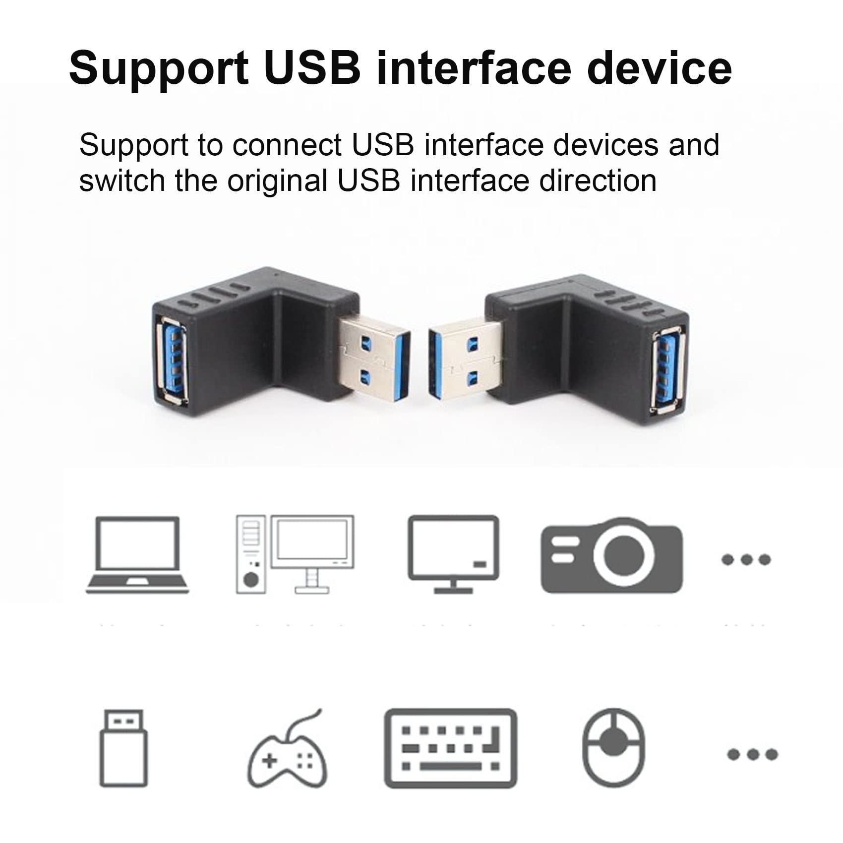 Cable atters Confezione da 2 adattatori USB ad angolo retto a USB 90 gradi Gender Changer