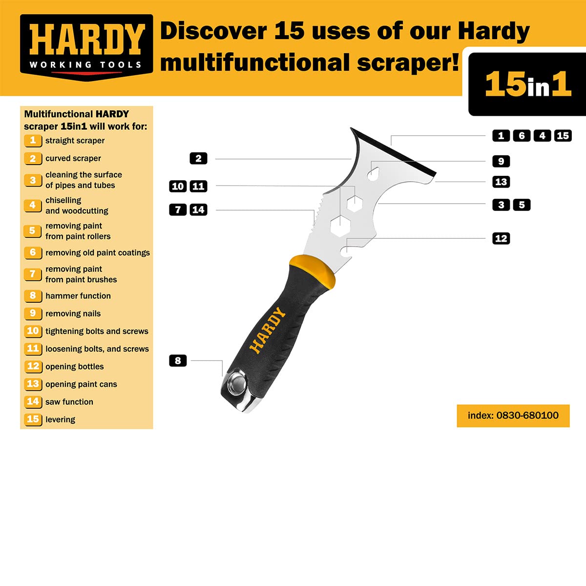 HARDY Multi-float 15 w 1 uniwersalne, wielokrotne narzędzia do czyszczenia w spachtelu Flaschenöffner Nagelziehen do czyszczenia stali nierdzewnej