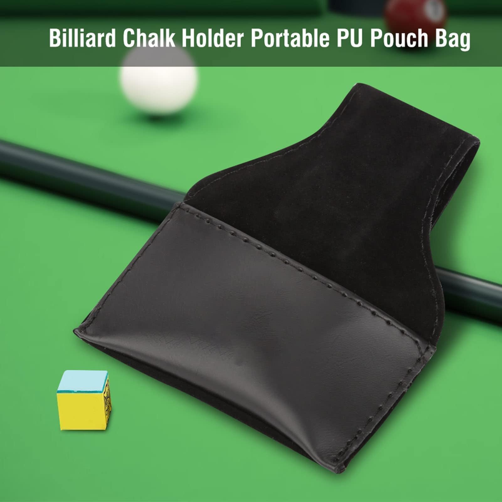 Porte Craie Billard, 4.72 × 3.94 Pouces Portable Snooker Billard Sac De Craie PU Pouch Sac Accessoire, Porte Craie Billard, Sac à Craie Pour Queue De Billard, Snooker Billard Craie Sac PU Cuir Noir