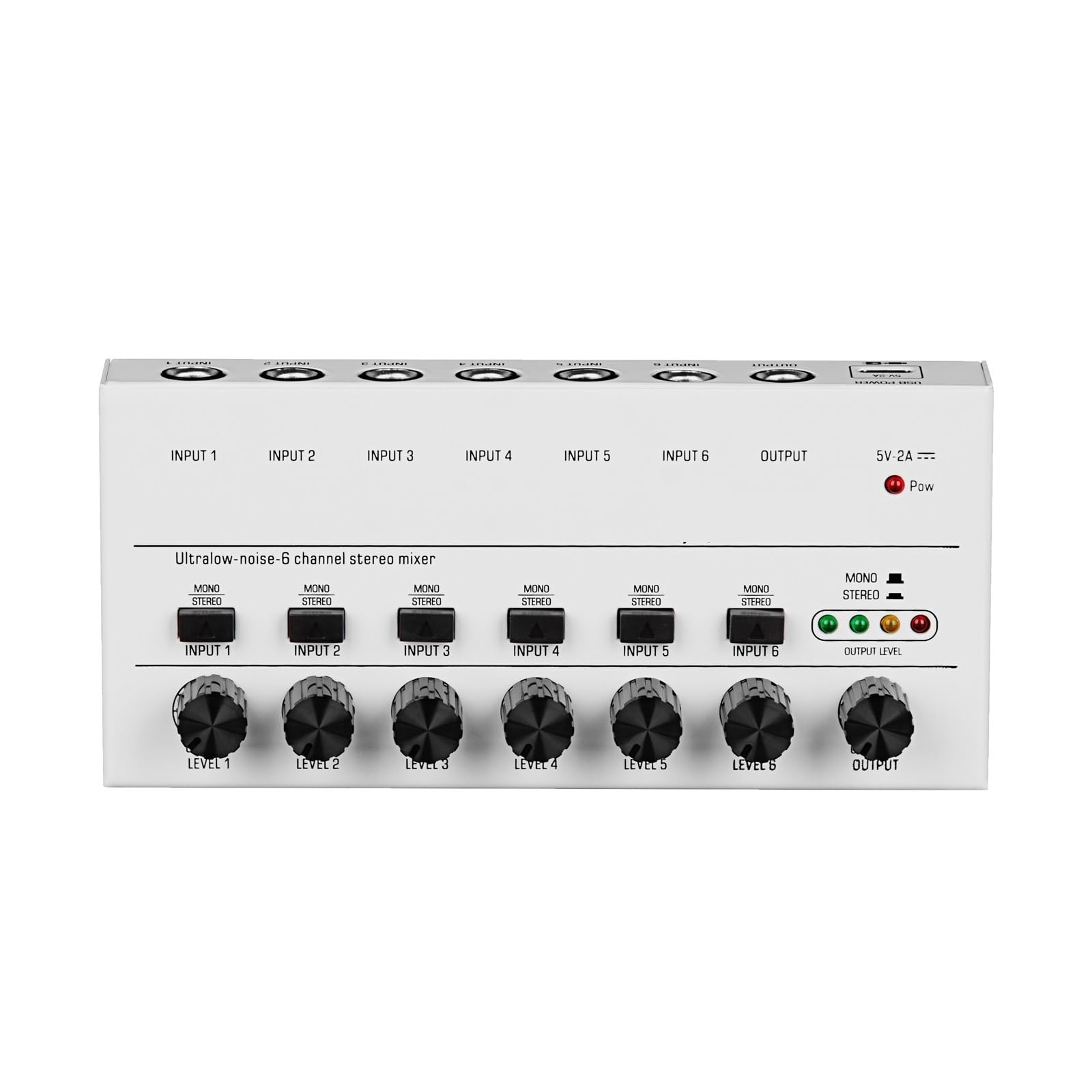 Mixer Audio, 4 6 8 Canali Mini Mixer Audio Mixer Audio Mini Mixer Stereo Mixer Di Linea Portatile A Bassissimo Rumore For La Registrazione Di Apparecchiature Audio(MX6-White)