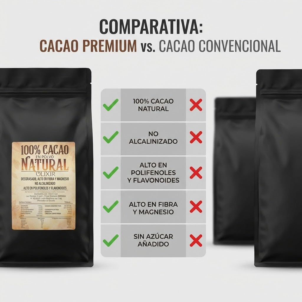 Cacao Puro No Alcalinizado | Blend Artesano Aromático y Balanceado | 100% Natural y Sin Azúcar | Alto en Antioxidantes y Fibra | 10-12% Grasa | Repostería, Smoothies, Chocolate Caliente (1 kilo)
