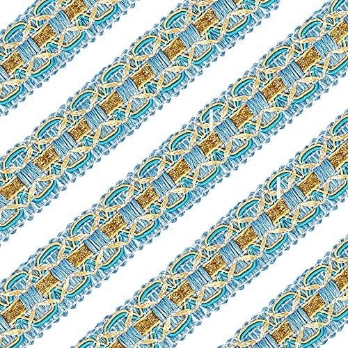 FINGERINSPIRE 11.5m Braid Trim Polyester Woven Gimp 28mm Width Handmade Basic Trim for Costume DIY Crafts Sewing Jewelry Making Home Curtain Decoration, Blue