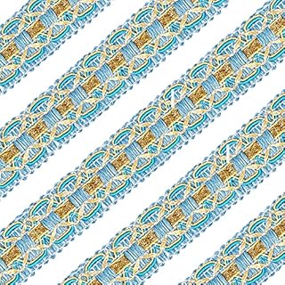 FINGERINSPIRE 11.5m Braid Trim Polyester Woven Gimp 28mm Width Handmade Basic Trim for Costume DIY Crafts Sewing Jewelry Making Home Curtain Decoration, Blue
