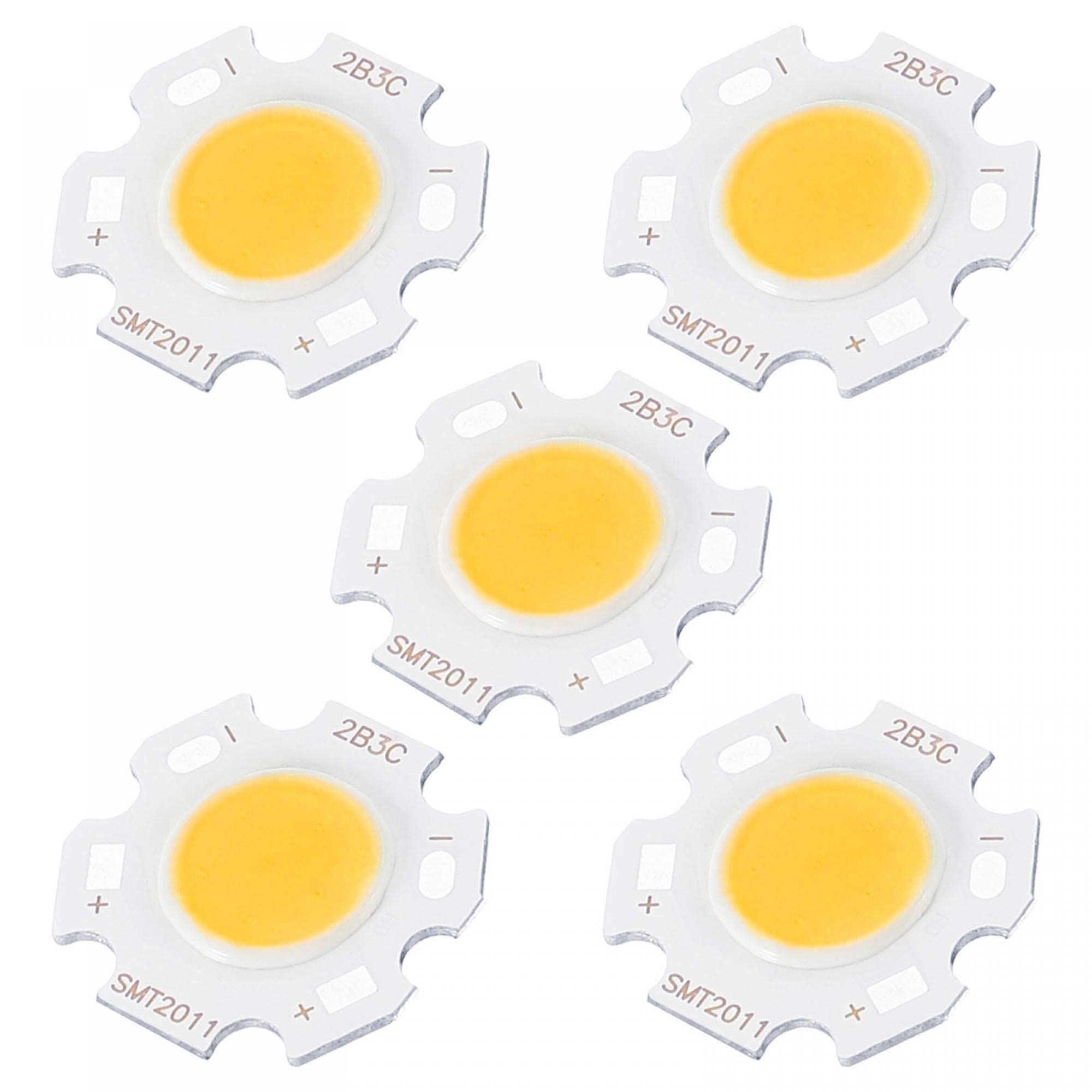 sourcing map COB LED Light Chip Beads 20mm 3W 260mA Energy Saving Bulb for Spotlight Floodlight Pack of 5, Warm White