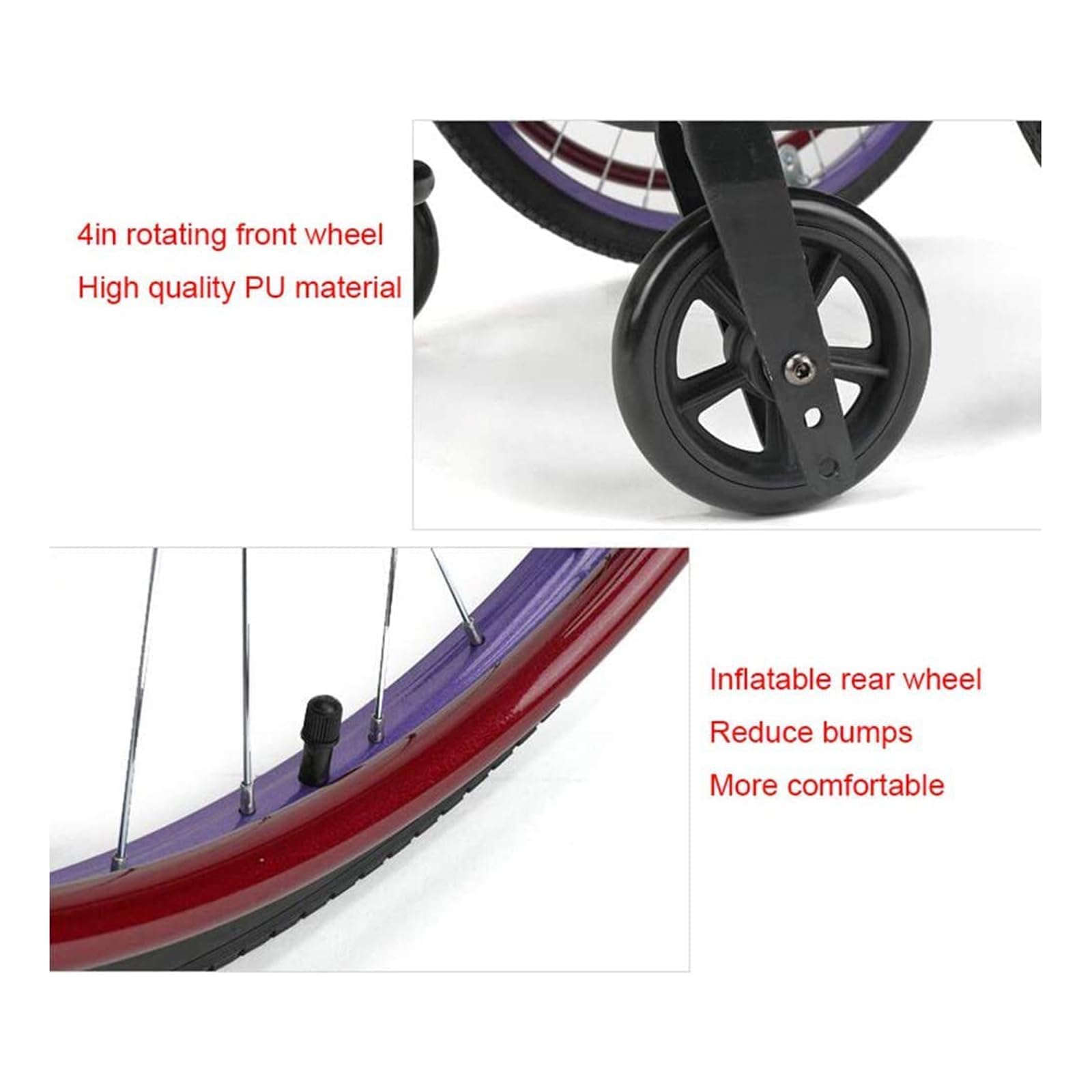 Silla de Ruedas Ultraligera, Silla de Ruedas Manual Plegable de Aleación de Aluminio