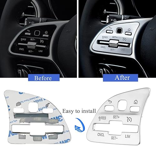 Miniatura 8 de Adhesivo decorativo plateado para volante de automóvil, compatible con Mercedes Benz A B GLA CLA GLS GLE CLS SL (modelo de flecha)