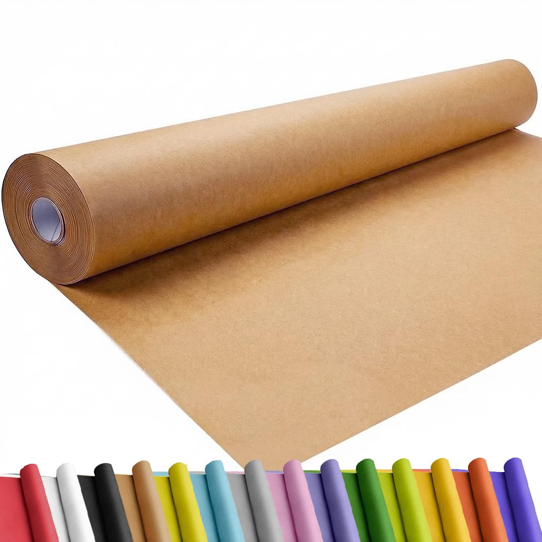 SMART&amp;CASUAL 36" x 1,500" (125') Brown Kraft Craft Paper Roll for Gift Wrapping Bulletin Board Bouquet Flower Art Packing Parcel Table Covering 70GSM 50LB (Brown, 36" x 125')