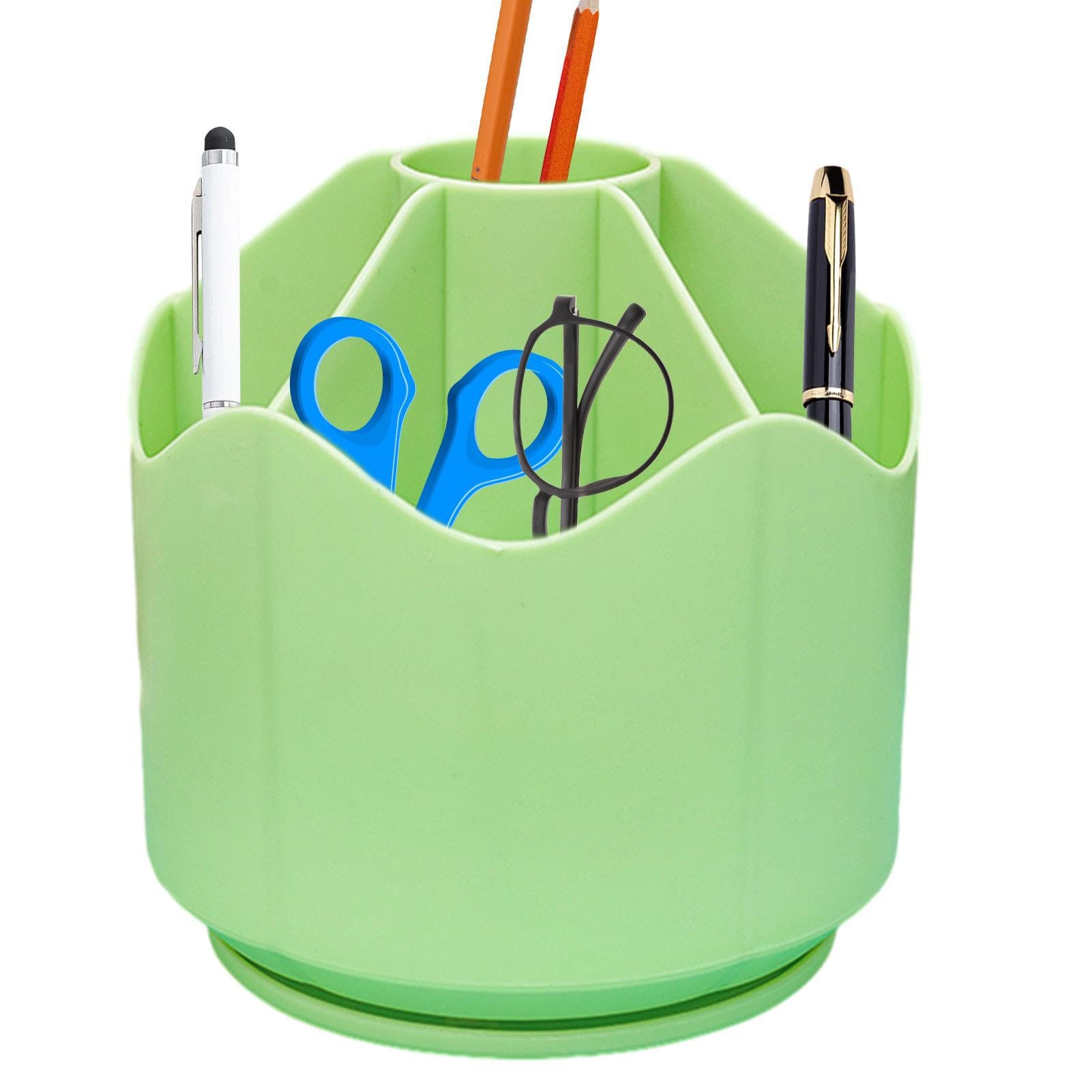 Geruwam Rotating Desk – Pen Holder Rotating Desktop, Portable Stationery Organizer, Makeup Brush Organizer Desk