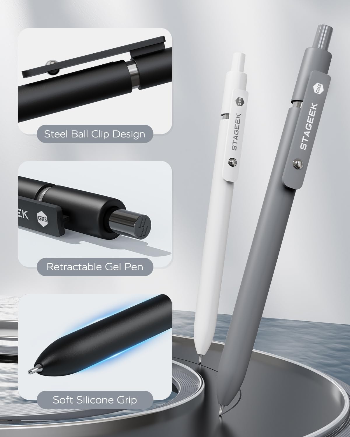 Black Gel Pens 6Pcs Fine Point Smooth Writing Pens with 3 Extra Refills Black Ink Pens for Journaling — view 4