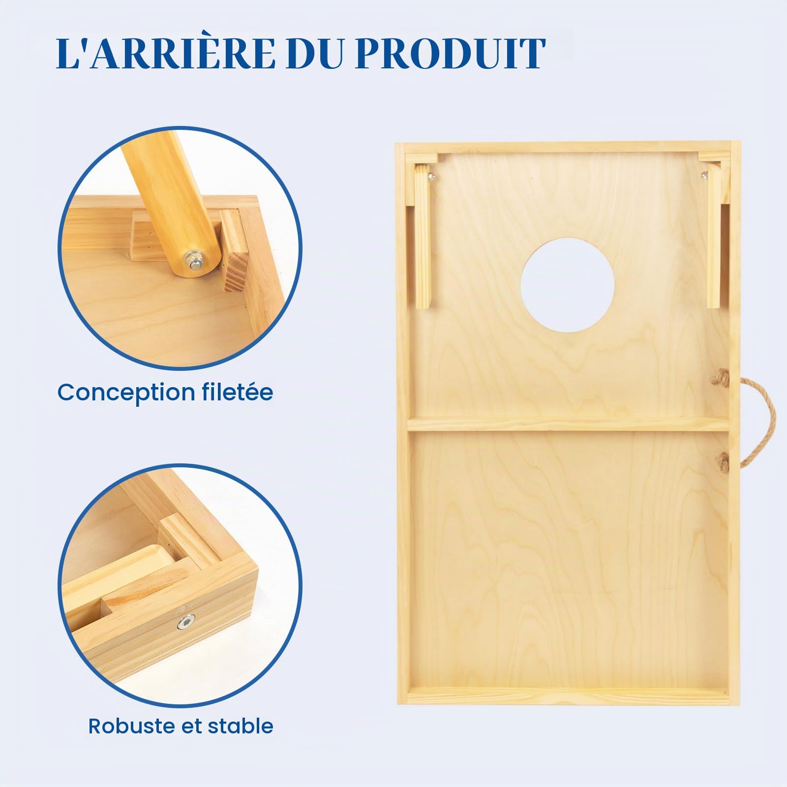 Cornhole Jeu de lancer de poufs – Rangement intégré, poignées de transport pratiques et 8 poufs de qualité supérieure