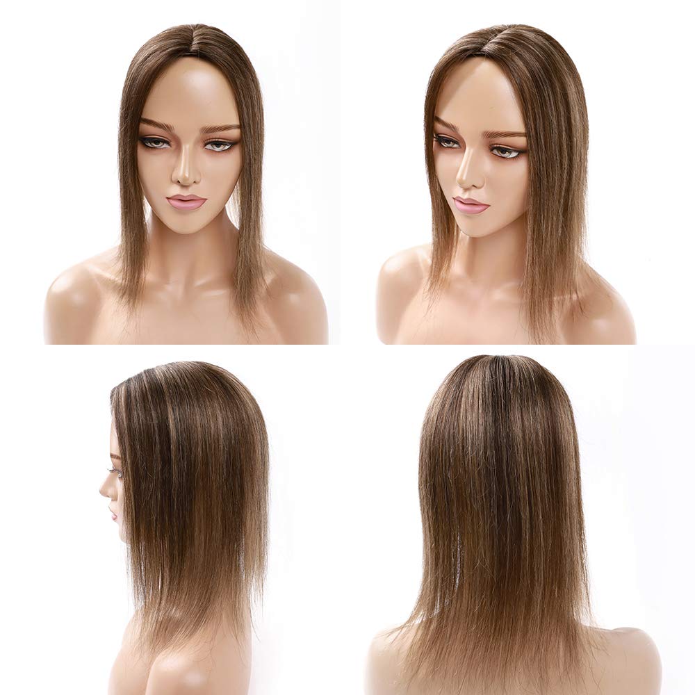 Human Hair Topper Silk Base 10x12cm 130% Density Clip-In Remy Hairpiece Amazon.com : MY-LADY Human Hair Toppers for Women Real Human  main image 3