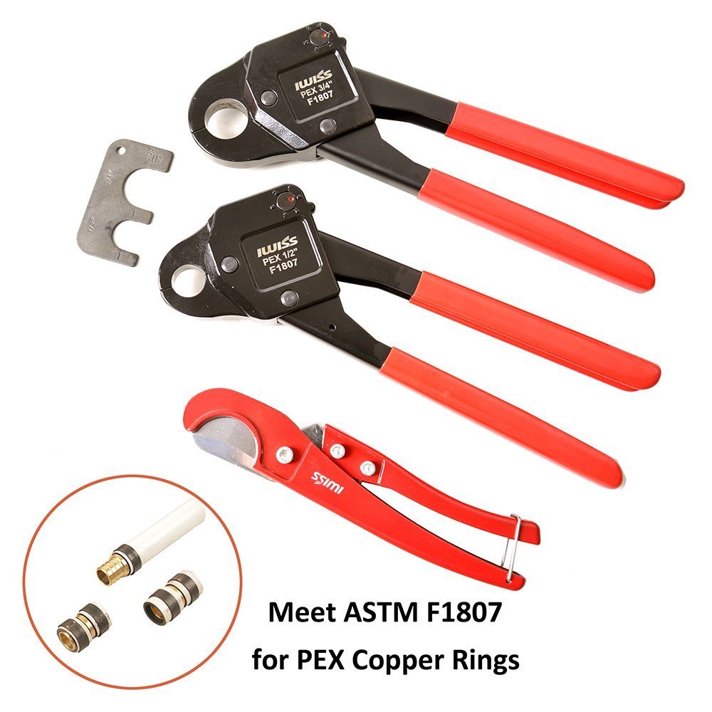 Iwiss Set of 2 PEX Crimper Crimping Tools with 1/2 & 3/4 Angle with Go