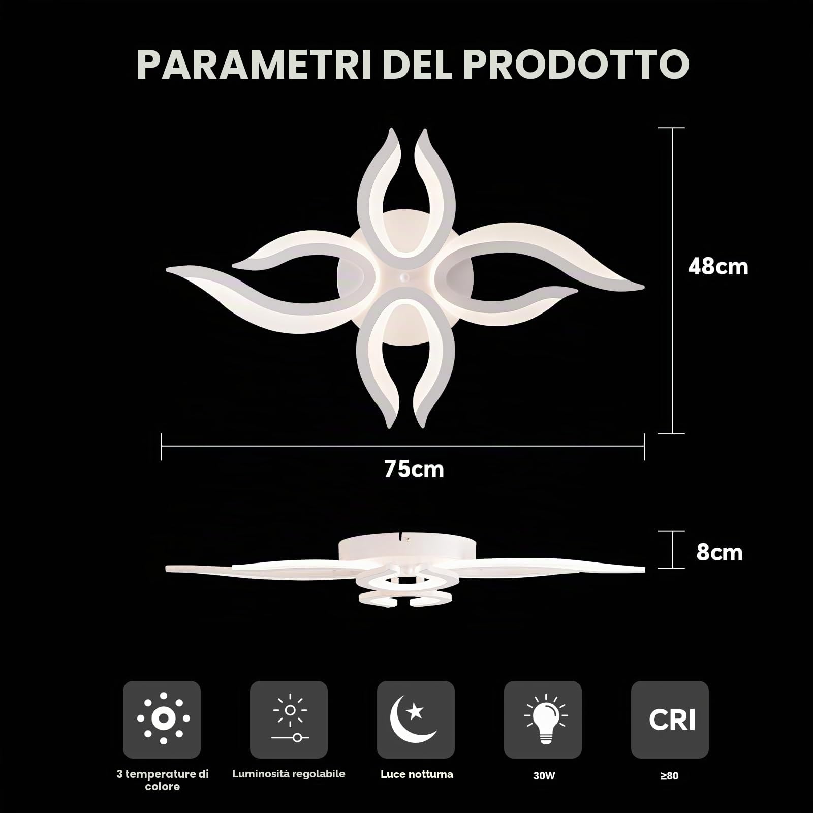Sky angle Plafoniera LED con Telecomando, Luci a Soffitto Dimmerabili 30W, Lampada a Sospensione Piatta per Soggiorno, Camera da Letto, Bagno, Cucina