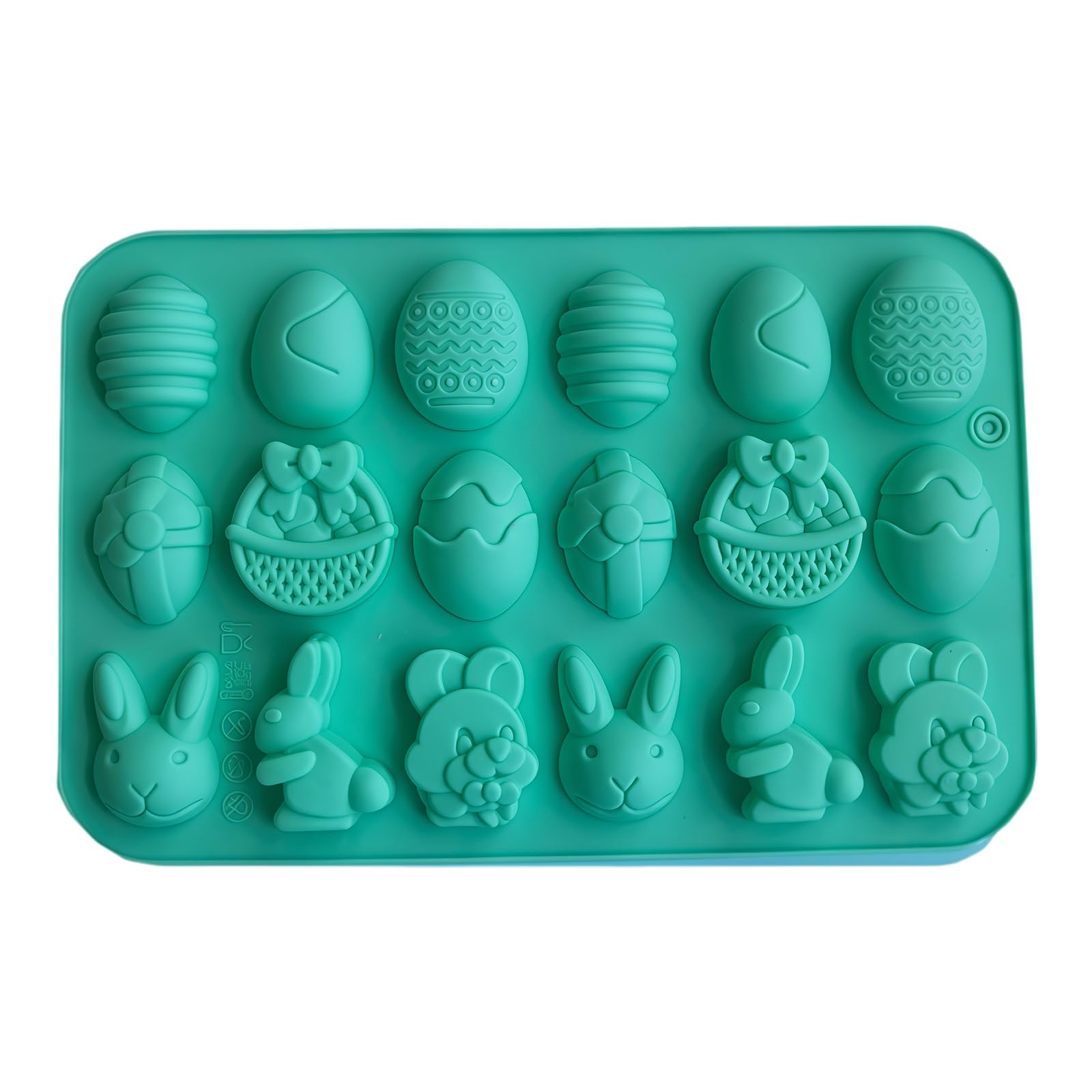 ATRYG 18 Cavity Easters Bunnies Eggs Chocolate Silicones Mold for Baking Food Grade Easy Releases Design
