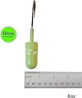 Vista 4 de 2pcs Fish WOW!® 6oz Glow Bullet Jighead Plain Jig Head Spin Fish Bait Weighted swimbait unpainted Jig Heads with 32786 MUSTAD 10/0 Hook 2X Strong