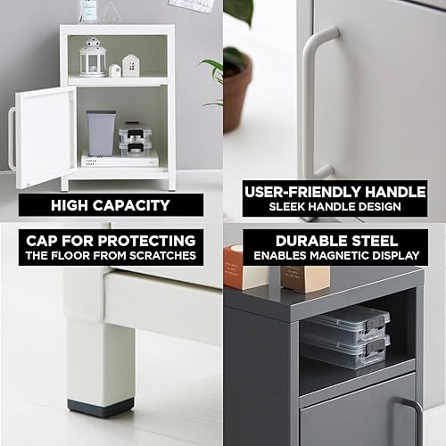 Miniatura 4 de MARKETB Armario de almacenamiento de acero de 1 puerta con estante, organizador multiusos, 13.8 x 13.8 x 20.1 pulgadas, requiere montaje, para