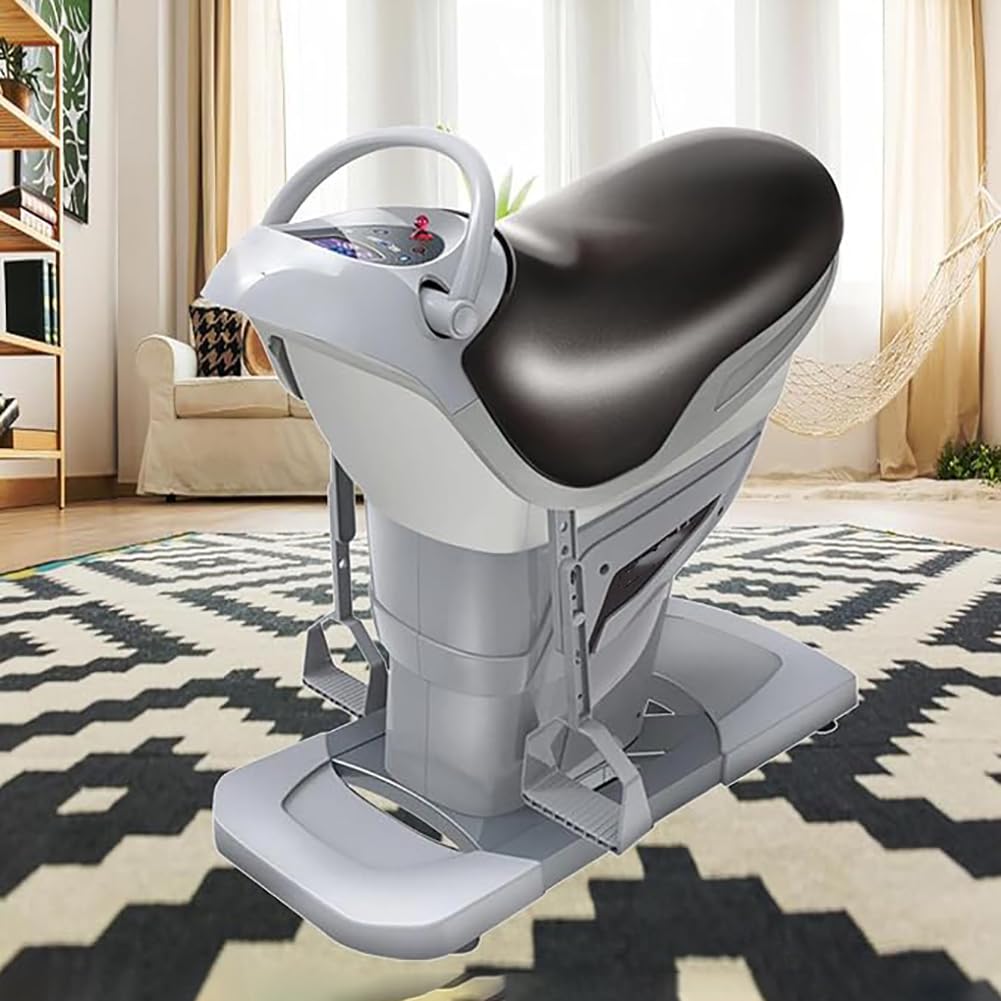 QUSYZD Portable Electric Horse Riding Machine, 200W Indoor 3D Simulation Horse Riding Fitness Machine with LCD Display, 20 Speed Settings, Abdomen Waist Leg Fitness Equipment,Gray
