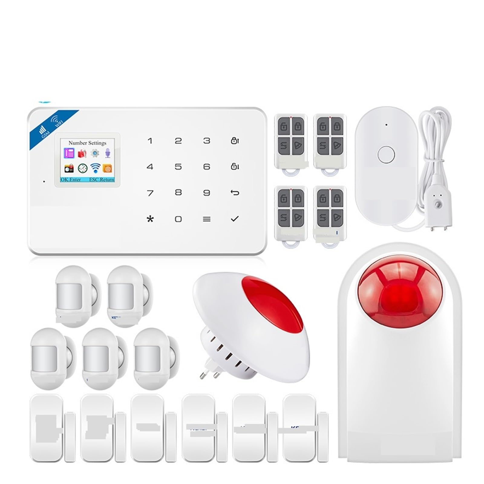 Kit de Alarma, De Alarma Inteligente con Accesorios For El Hogar Unidad Central Antirrobo gsm Alarma Antirrobo For El Hogar App Sensores De Movimiento(Kit 6)