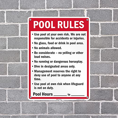Cartel metálico SmartSign para reglas de piscina 24x18 pulg miniatura 3