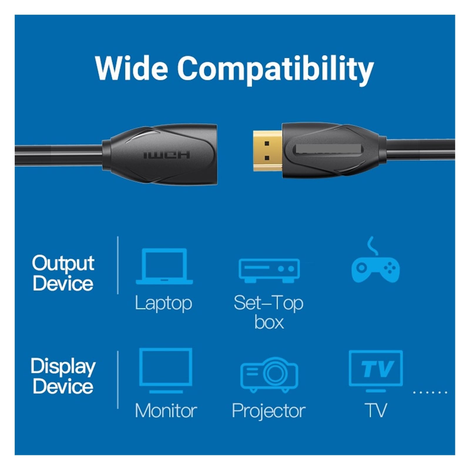 Cable De Extensión HDMI 2.0 4K@60Hz 8K, Cable Extensor HDMI Macho A Hembra for HDTV, Consolas De Juegos, Proyectores Y Múltiples Dispositivos(HDMI 2.0 Extension-5m)