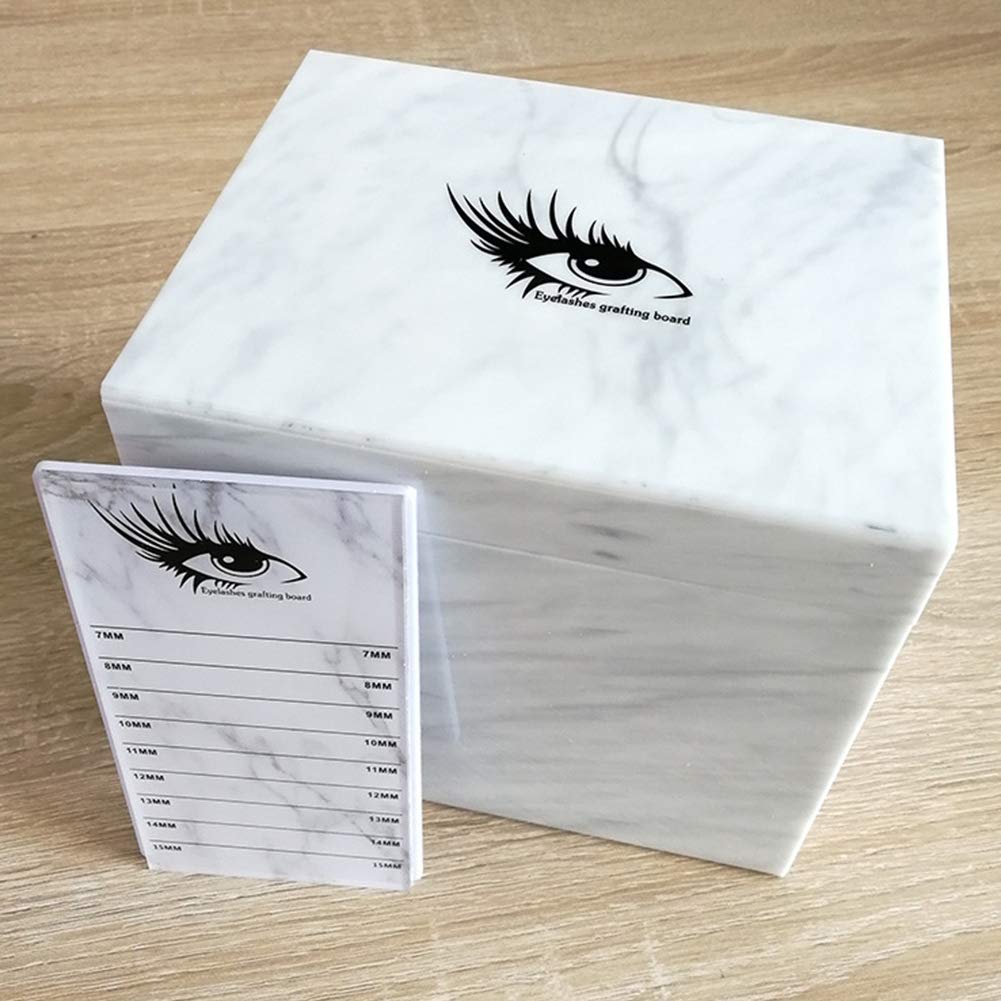 Boîte de rangement en acrylique à 10 couches pour faux cils support pour extension de cils organiseur de maquillage support pour palette de colle greffage de cils Présentoir avec 10 palettes (marbre)