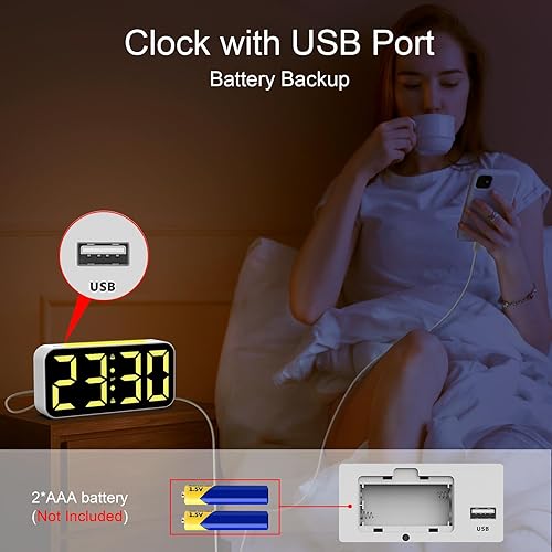 Miniatura 7 de Topski Reloj despertador ruidoso para dormitorios que duermen pesados, reloj digital con luz nocturna, pantalla grande, alarma doble, repetición,
