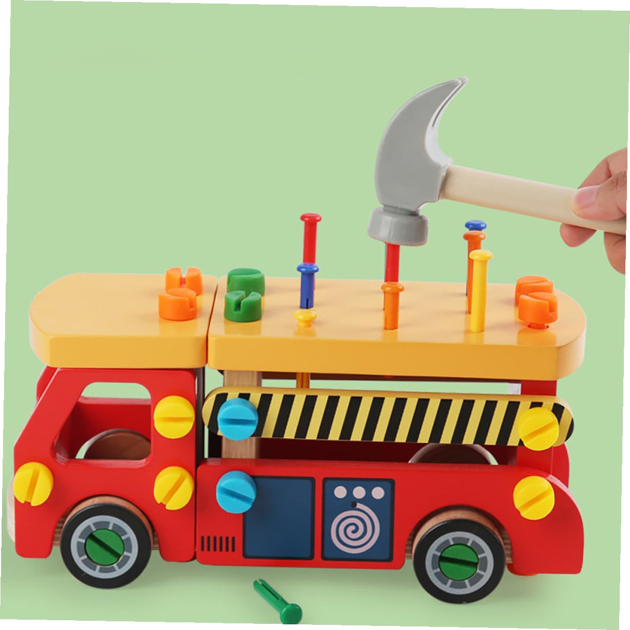 Uonlytech Attrezzi per Ragazzo Ragazza Piccoli Giocattolo Educativo in Legno Set di Costruzione per Ragazzo Ragazza Divertente per Sviluppo della Creatività Coordinazione Oculomotoria