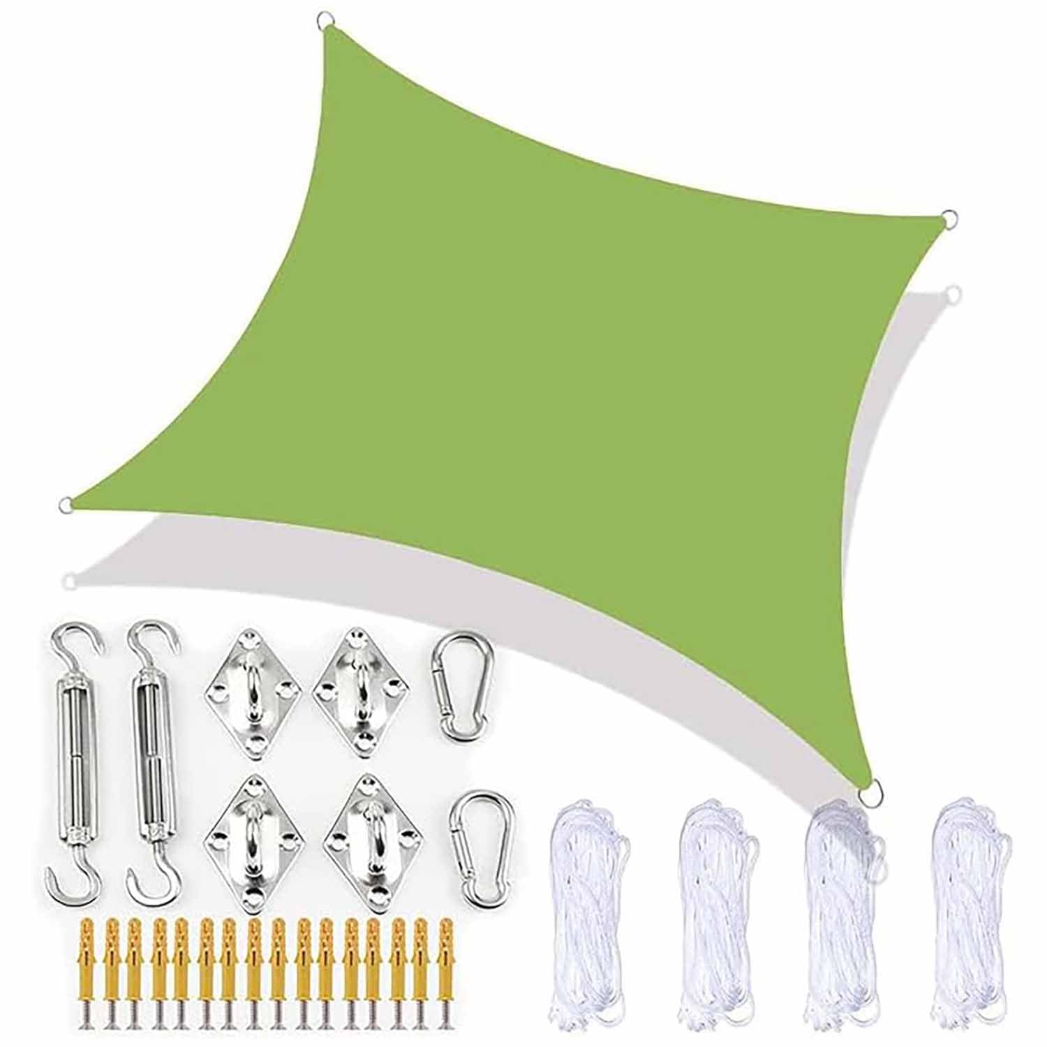 Ffsaacol Shade Sail Hardware Kit, Sun Sail Shades Rectangle Waterproof, UV Block Outdoor Sunshade, for Outdoor Patio Lawn Garden Backyard Carport 8, 16x16ft/5x5m