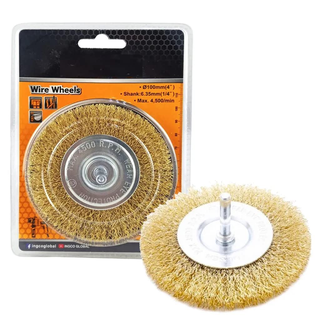 100mm Brass Wire Wheel Brush for Drill Rust Paint & Polishing ¼ inch shank