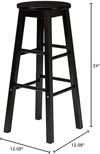 Miniatura 10 de PJ Wood Taburetes de cocina de asiento redondo clásico de 24 pulgadas de alto para hogares, espacios de comedor y bares con asientos sin espalda,