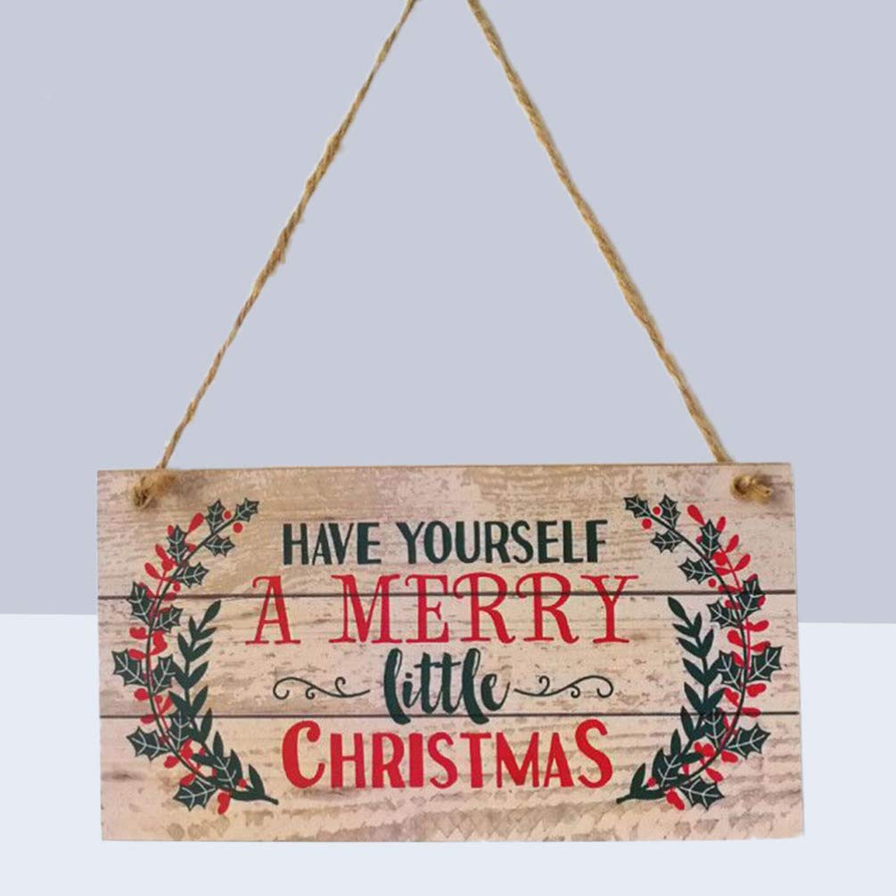 Beavorty Adorno Colgante Navideño de Madera para Puerta 20x10 Cm Diseño Brillante para Adorno Navideño en Fiestas y Entrada