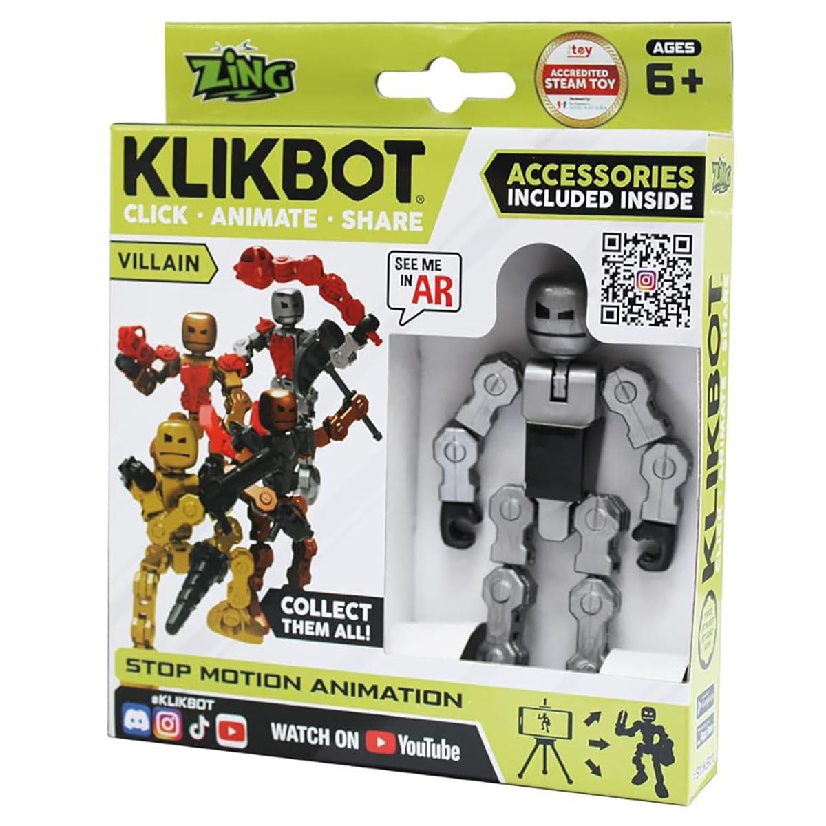 Klikbot Villain Repositionable Stop Movement Animation Action Figures Single Blind Pack
