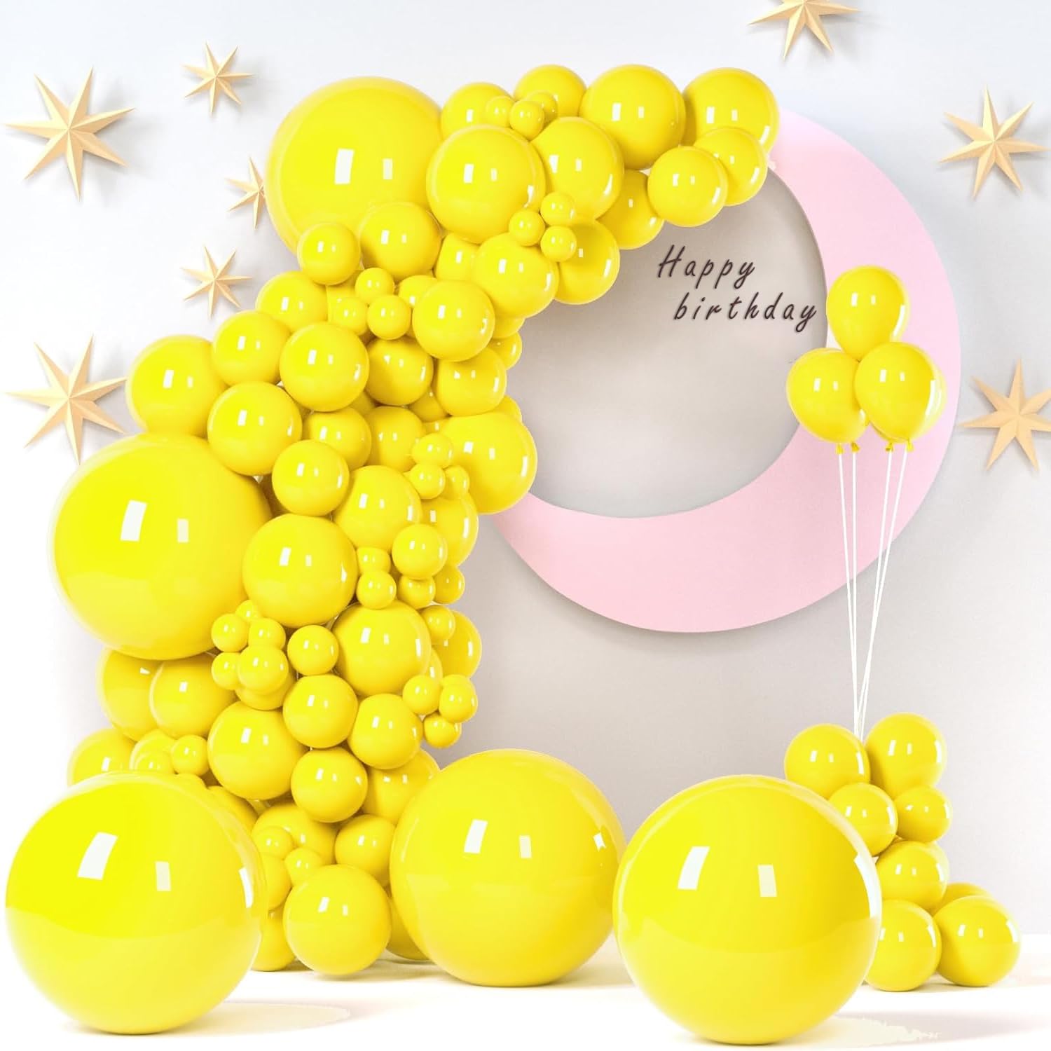 149pcs Balloons 5,10,12,18 inches Foil Balloons with Balloon Glue Points for Thanksgiving Wedding Baby Shower Birthday Party (Yellow)
