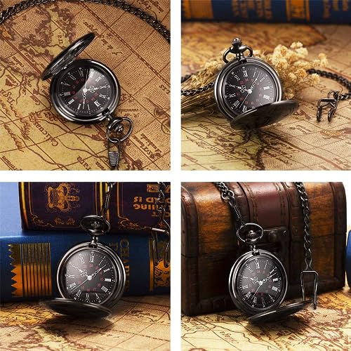Image of Groomsmen Gift Set of 1 Pieces Best Man Gift for Wedding Groomsman Pocket Watch Proposal Engraved Vintage Pocket Watches for Men Roman Numerals Quartz Pocket Watch