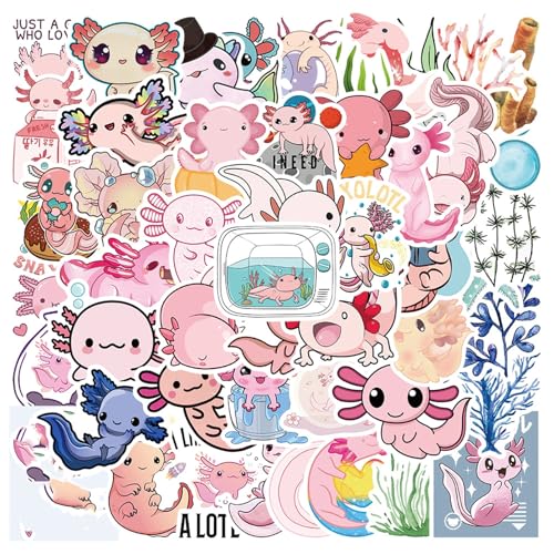 Cute Axolotl Stickers Pack 50PCS, Kawaii Sticker for Water Bottle...