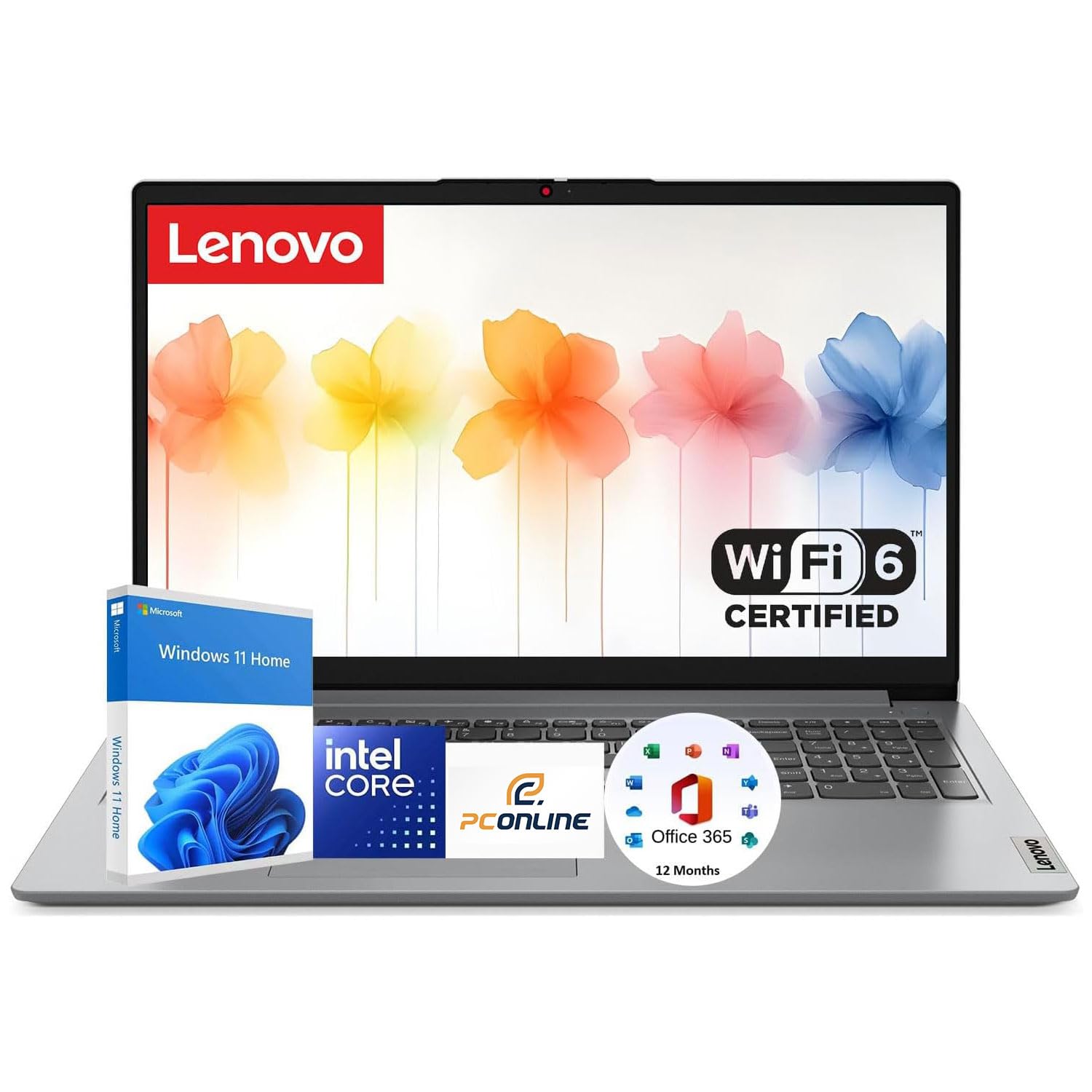 Ideapad 15.6" Laptop with Microsoft 365 | Intel Dual-Core CPU | 1.1TB Storage (1TB OneDrive + 128GB SSD) | 8GB RAM | Wi-Fi 6 | 10HR Battery | Windows 11