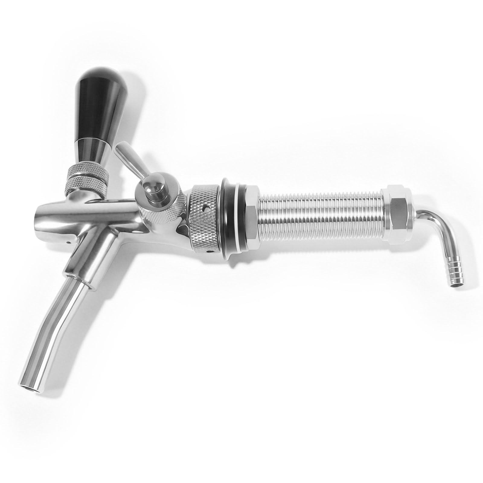 Grifo de cerveza de control de flujo de vástago largo, grifo de cerveza ajustable mejorado con núcleo de acero inoxidable y cuerpo de latón, vástago de cerveza de barril de 4 pulgadas con 5