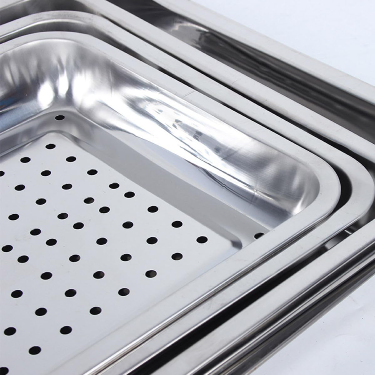LABRIMP Vassoio Rettangolare per Scolare in Acciaio Inossidabile 36 X 27 CM, Scolapiatti Resistenti alla Ruggine, per Cucina e Cibi Fritti