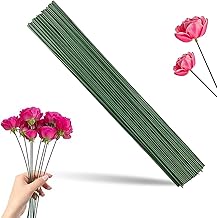 50pcs 30cm Stem Artificial Flower Alluring Flower Wire Flower Stems Iron Wire for Artificial Flowers, Crown, Bouquet (Green)