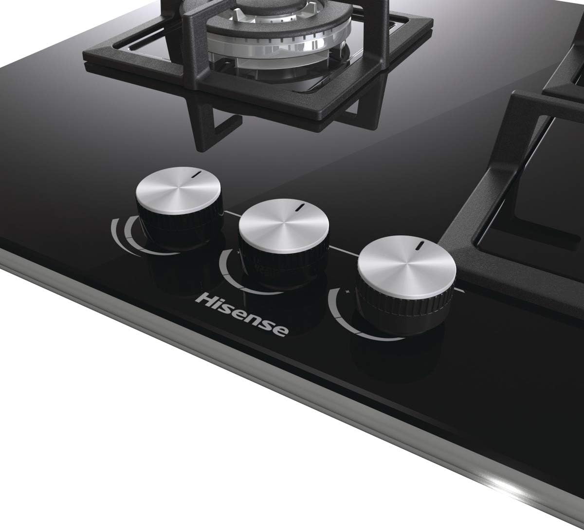 Hisense - GG633B, Piano cottura a gas, 3 fuochi, 60 cm, griglia in ghisa e vetro temperato nero, autoaccensione incorporata nei comandi, sicurezza GasStop, facile pulizia Hisense - GG633B, Piano cottura a gas, 3 fuochi, 60 cm, griglia in ghisa e vetro temperato nero, autoaccensione incorporata nei comandi, sicurezza GasStop, facile pulizia