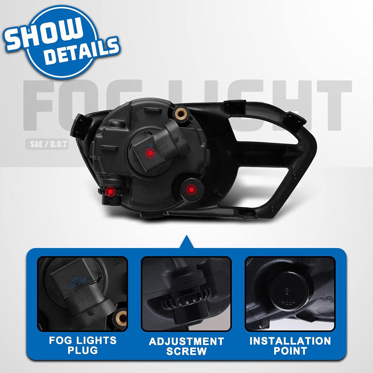 AUTOWIKI Fog Light Assembly for 2011-2014 Nissan Murano With Clear Lens 2PCS OEM Replacement Driving Fog Lamps with Switch and Wiring Kit