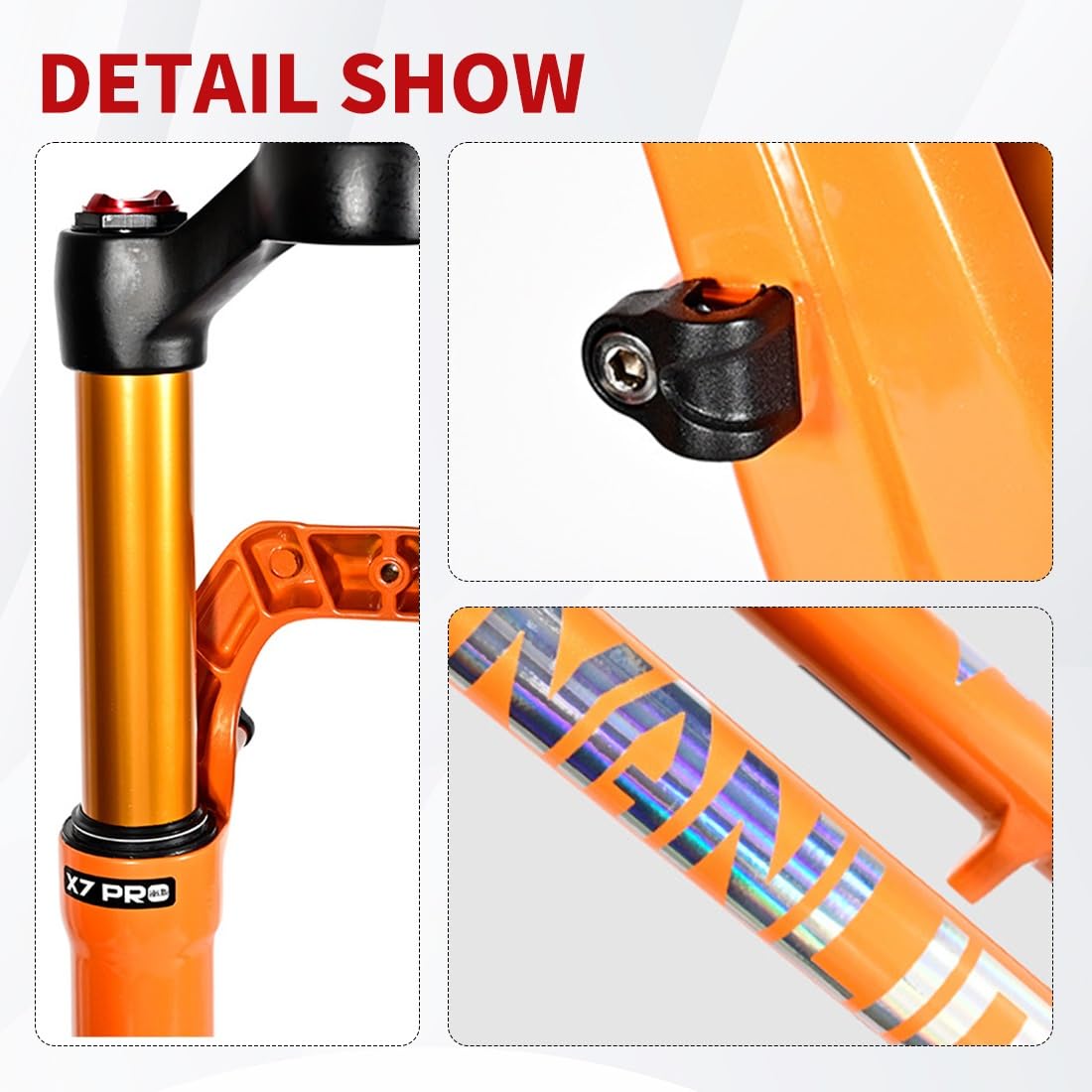 Fourche à air pour VTT, Tube Droit de 28,6 mm, Fourche Avant de Suspension pour VTT, réglage du Rebond de 9 mm par QR, Blocage Manuel/à Distance, débattement de 120 mm, Version fre