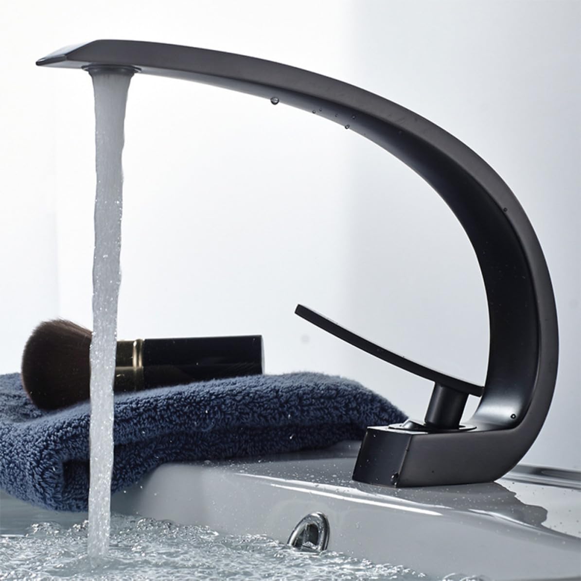 Rubinetto Monoforo in Rame Nero per Lavabo Bagno, con 60 CM