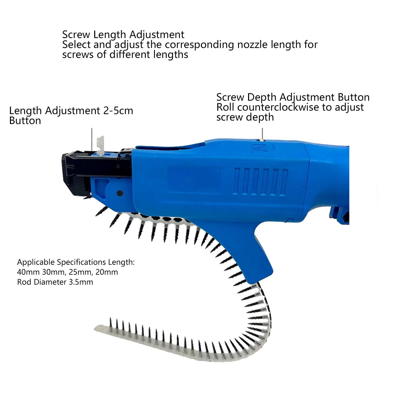 Automatyczny Pistolet do Gwoździ łańcuchowych, 6-częściowy Adapter do Pistoletów do Gwoździ łańcuchowych, Pistolety do Wkręcania do Płyt Gipsowo-kartonowych, Sprzęt do Wkręcania