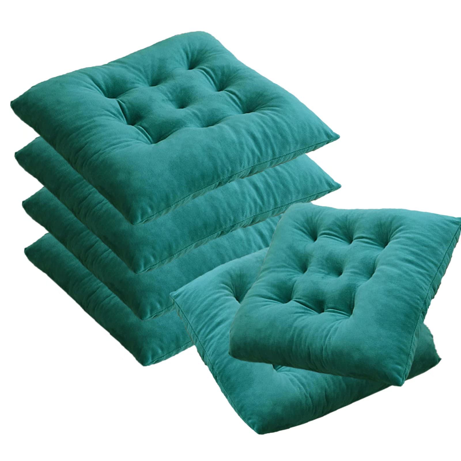 Galette de Chaise 45x45 Lot de 6, Coussin pour Salon de Jardin, Coussins de Chaise D'Inta Rieur avec AntidéRapant Lien, éPais Coton et Lin Galette de Chaise DéHoussable Vert